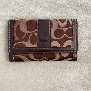 Coach Brown and Tan Signature Wallet